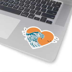 I Heart Waves Sticker